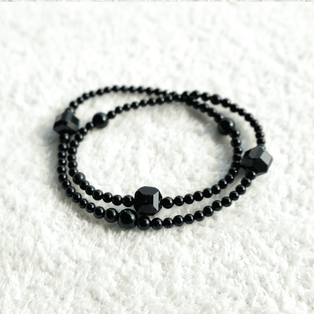 Double Strand Black Gemstone Bracelet
