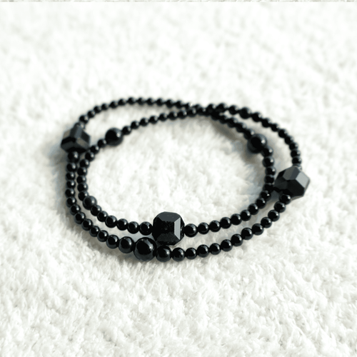 Double Strand Black Gemstone Bracelet