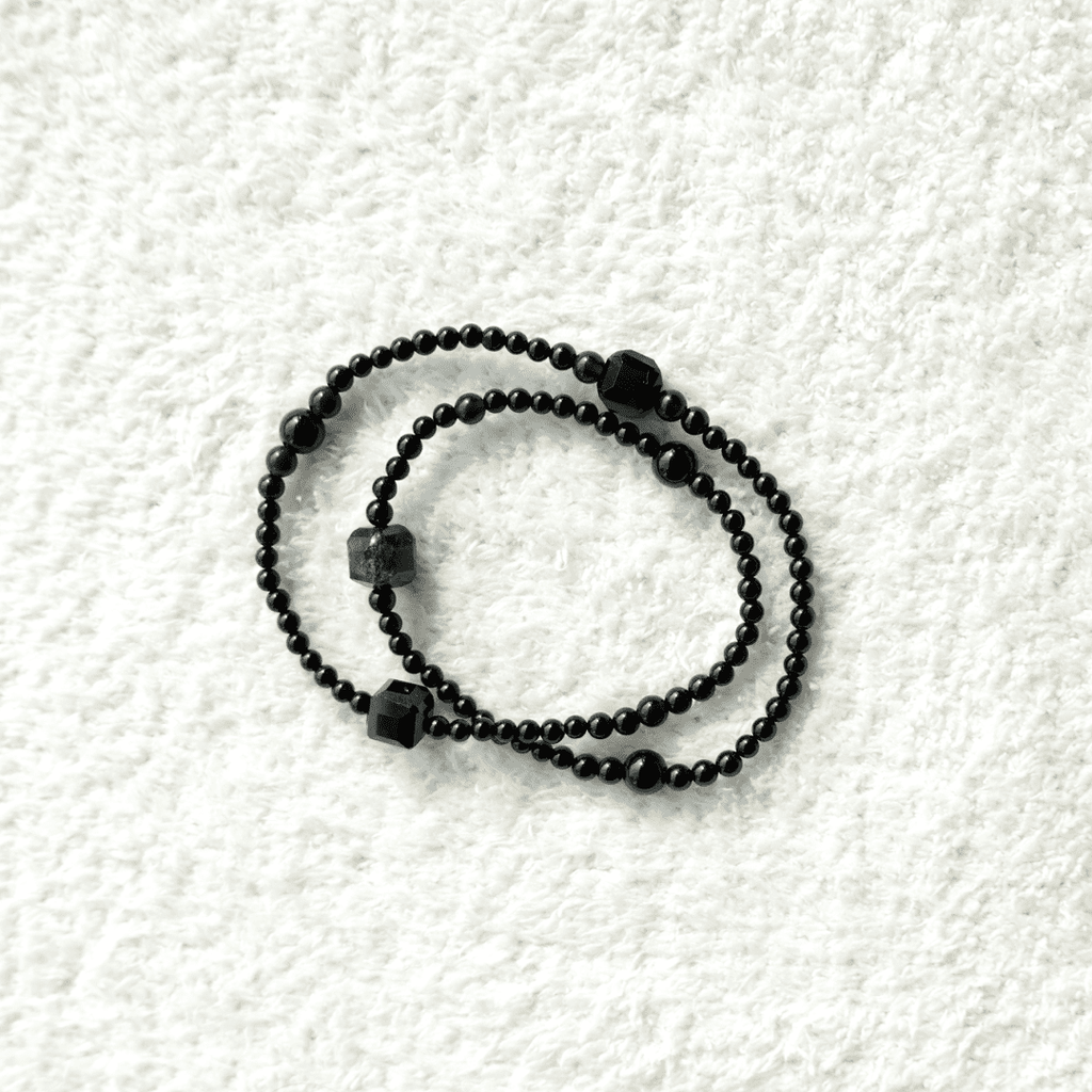 Double Strand Black Gemstone Bracelet