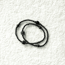 Load image into Gallery viewer, Double Strand Black Gemstone Bracelet