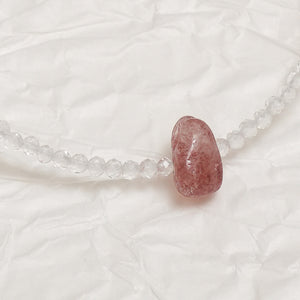 Clear Quartz & Strawberry Quartz Gemstone Necklace