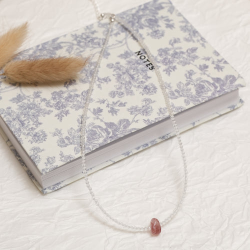 Clear Quartz & Strawberry Quartz Gemstone Necklace