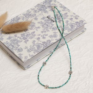 Turquoise Necklace with Sterling Silver Flower Charm