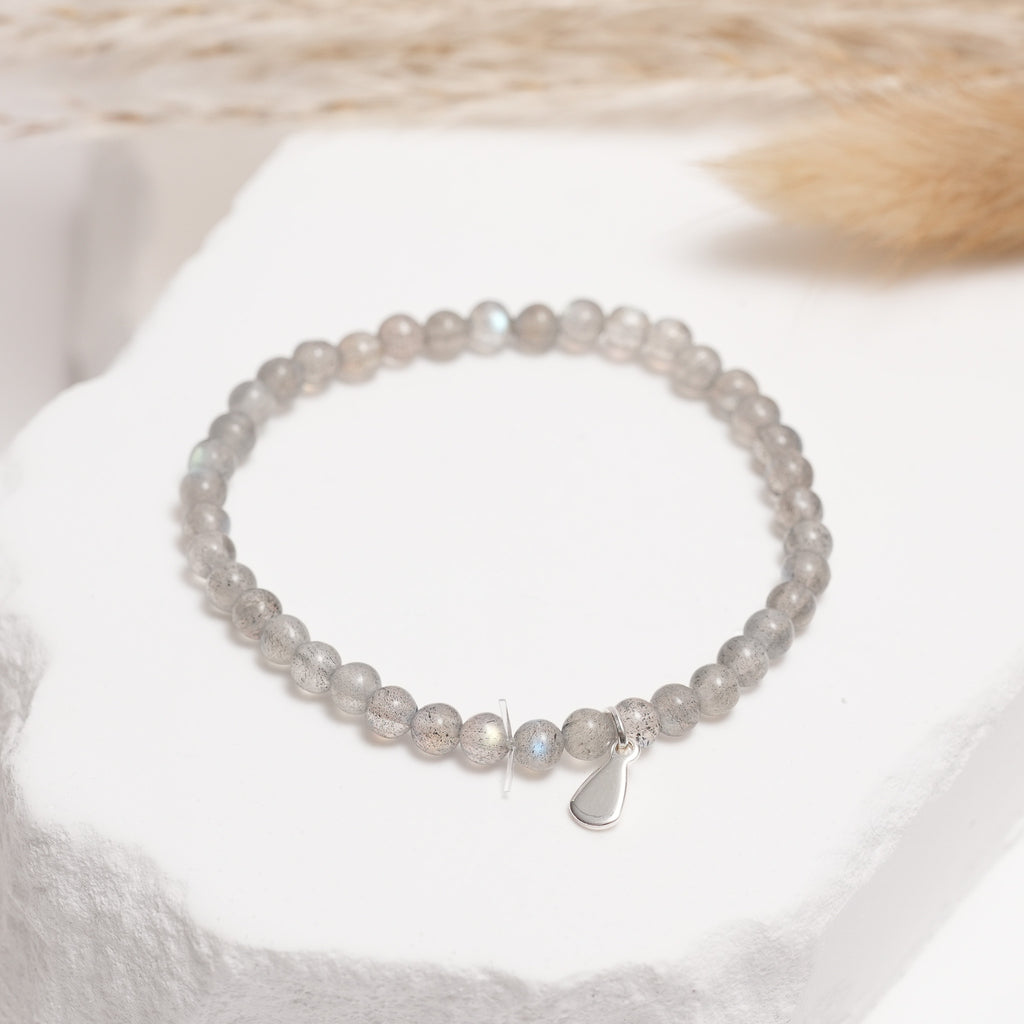 Genuine Grey Moonstone Gemstone Bracelet