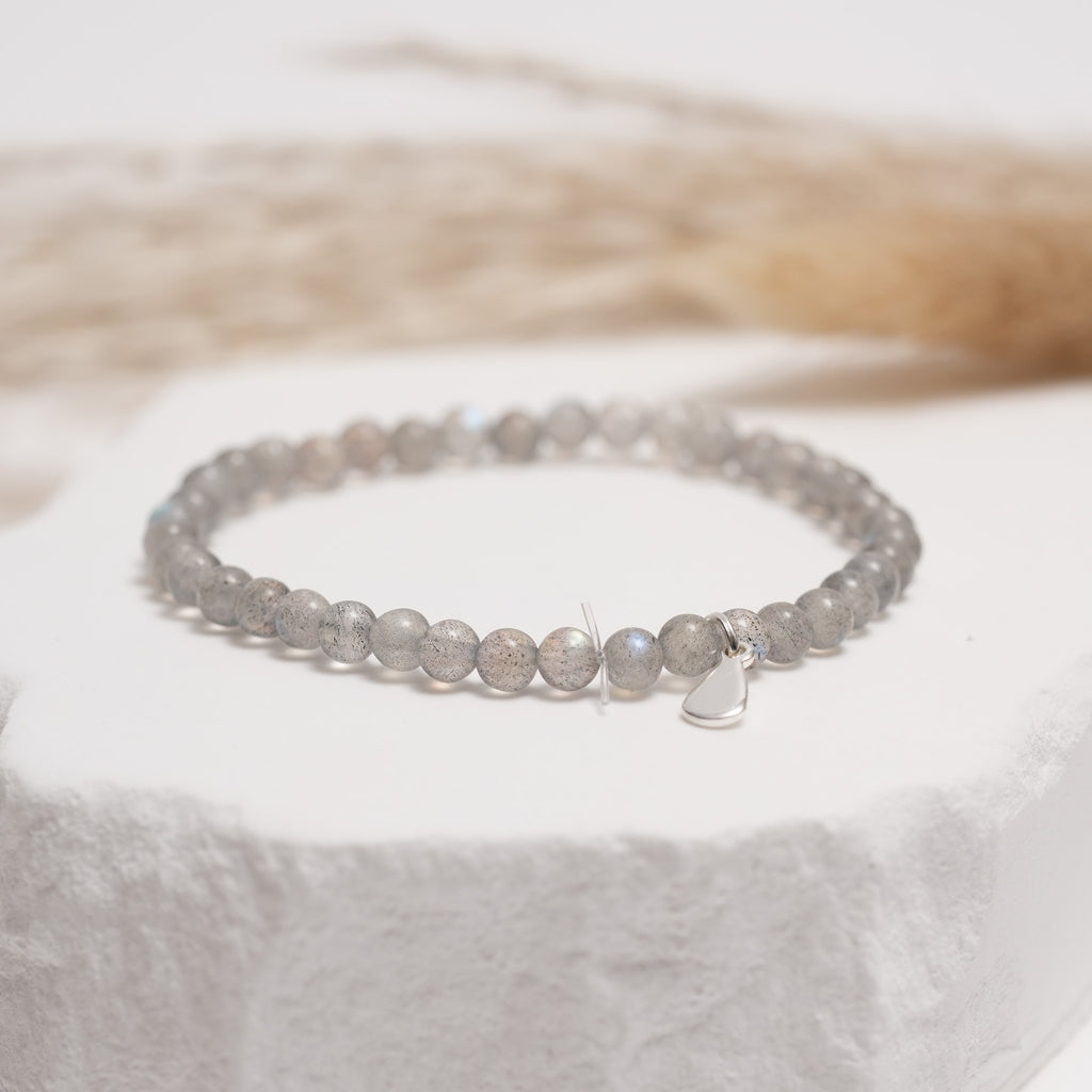 Genuine Grey Moonstone Gemstone Bracelet