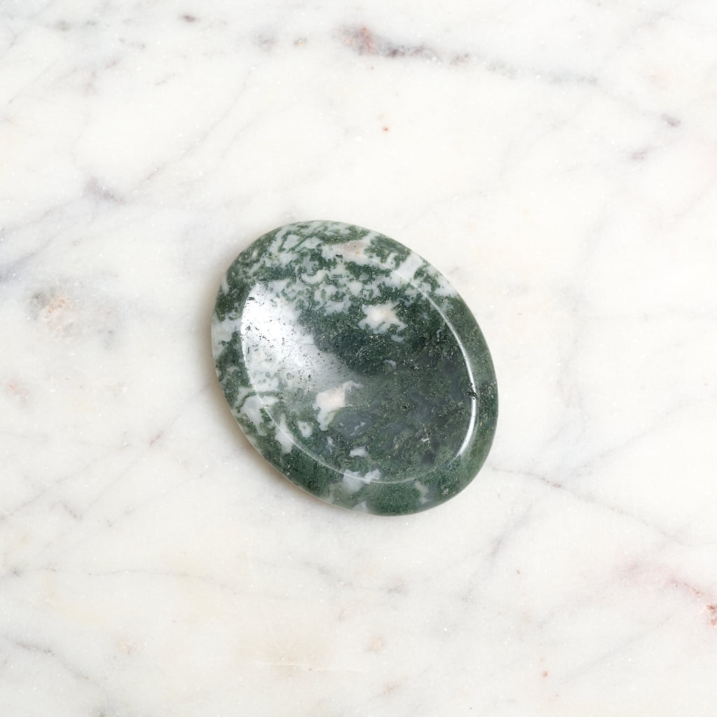 Genuine Moss Agate Worry Stone