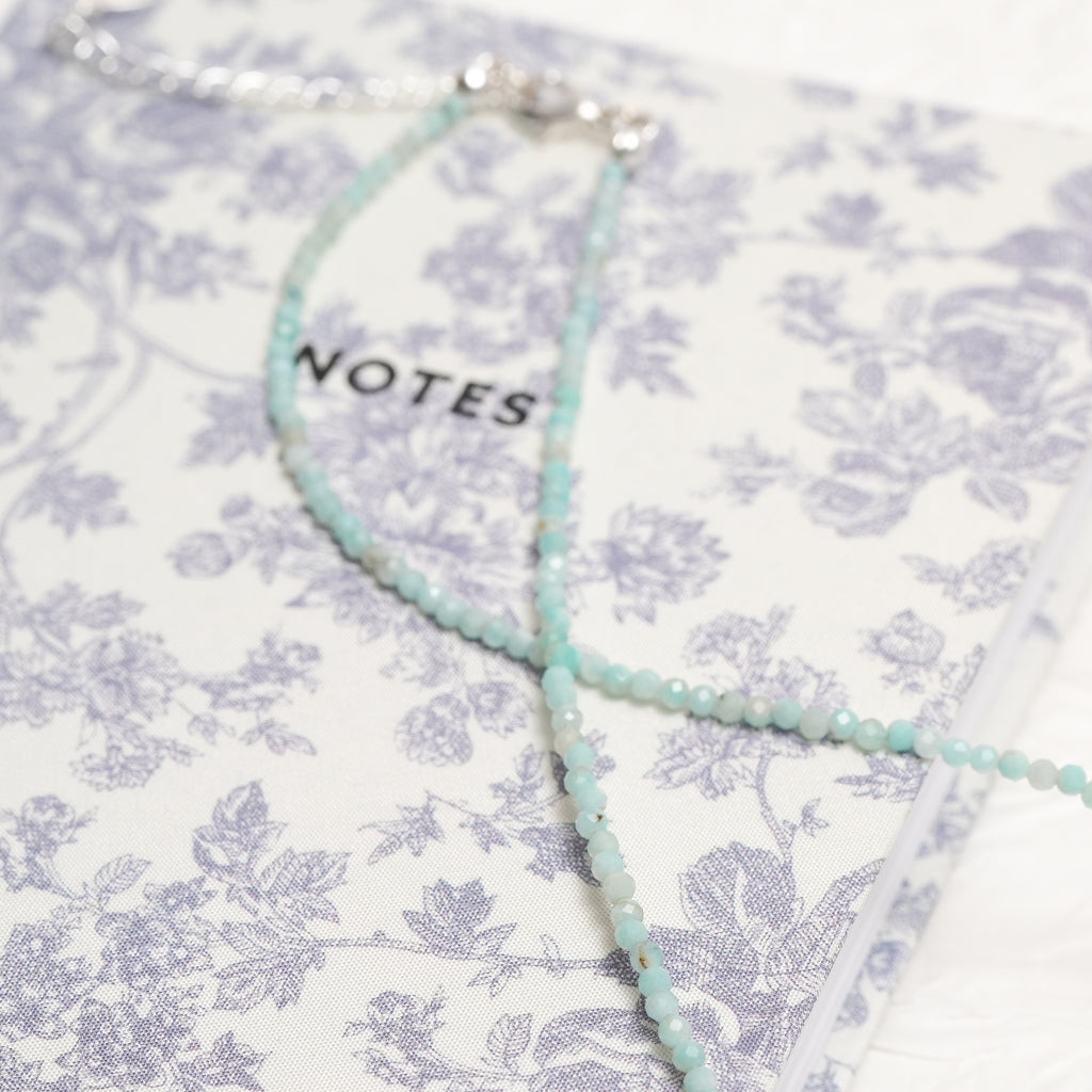 Genuine Amazonite Gemstone Beaded Necklace, Choker