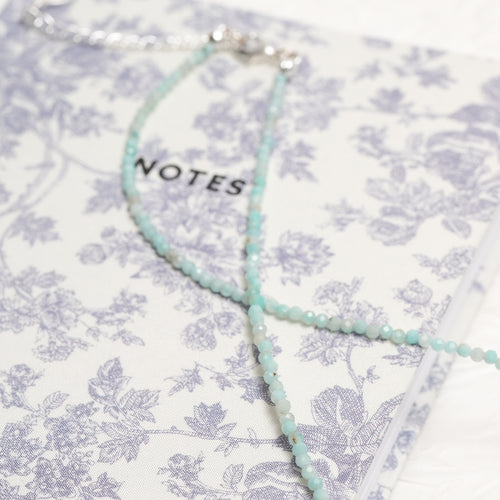 Genuine Amazonite Gemstone Beaded Necklace, Choker