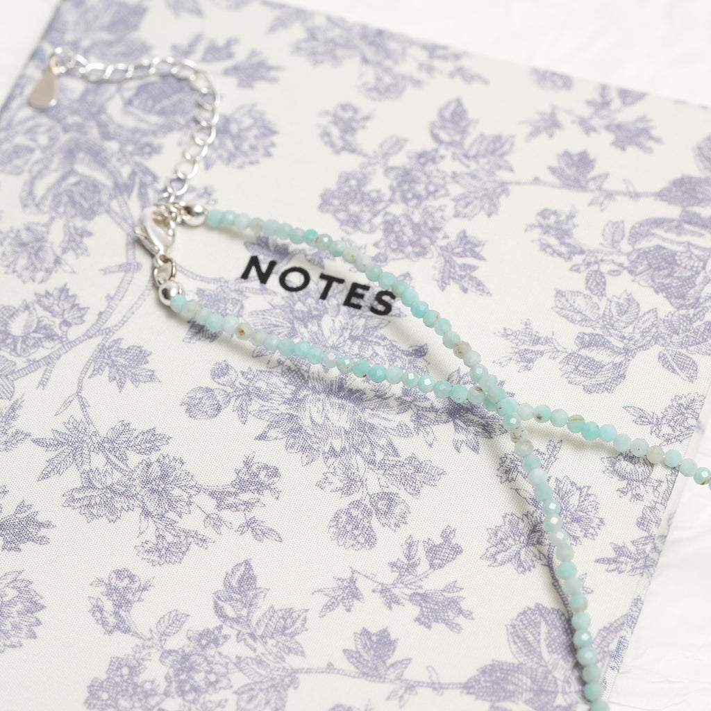 Genuine Amazonite Gemstone Beaded Necklace, Choker