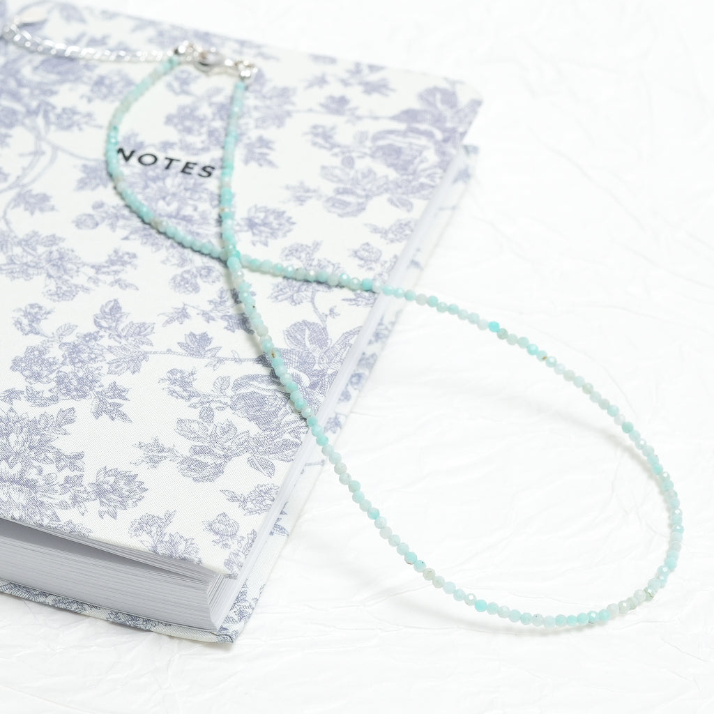 Genuine Amazonite Gemstone Beaded Necklace, Choker