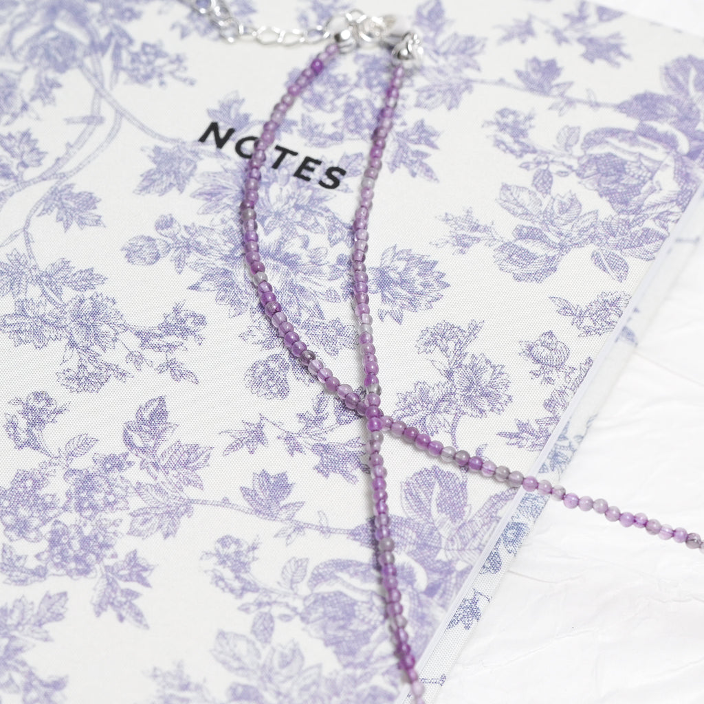 Genuine Uruguayan Amethyst Gemstone Beaded Necklace, Choker