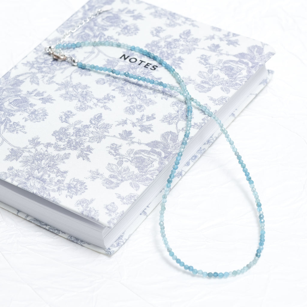 Genuine Apatite Gemstone Beaded Necklace, Choker