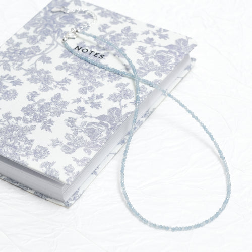 Genuine Aquamarine Gemstone Beaded Necklace, Choker