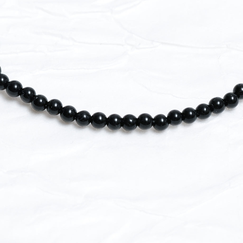 Genuine Black Agate Gemstone Beaded Necklace, Choker