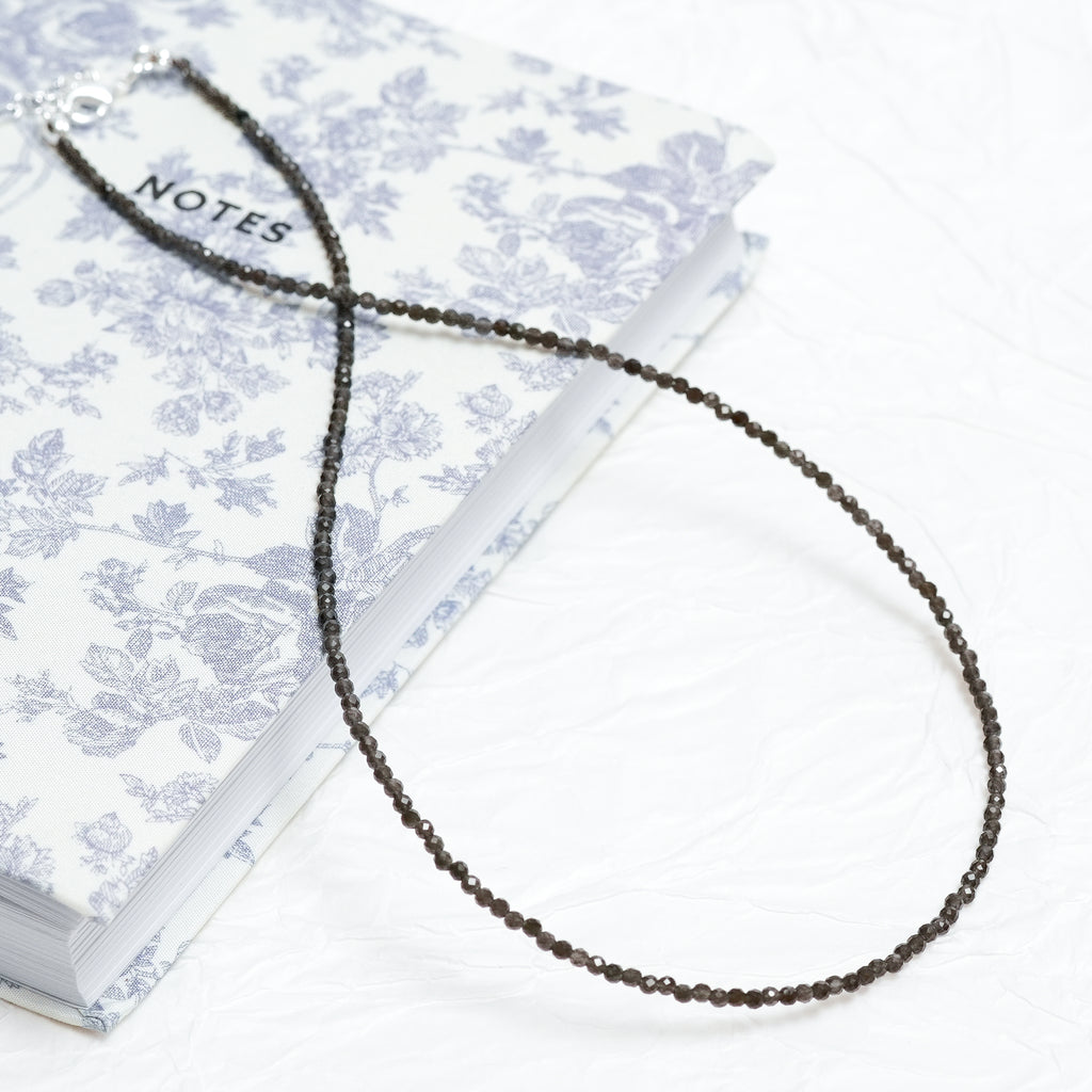 Genuine Black Obsidian Gemstone Beaded Necklace, Choker