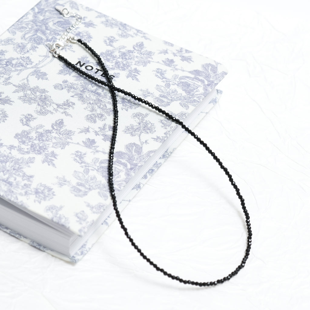 Genuine Black Spinel Gemstone Beaded Necklace, Choker