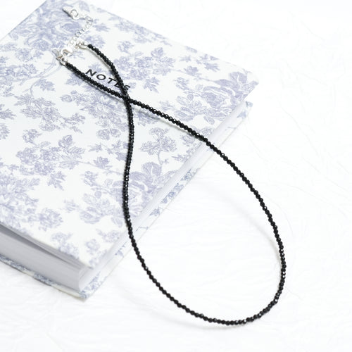 Genuine Black Spinel Gemstone Beaded Necklace, Choker