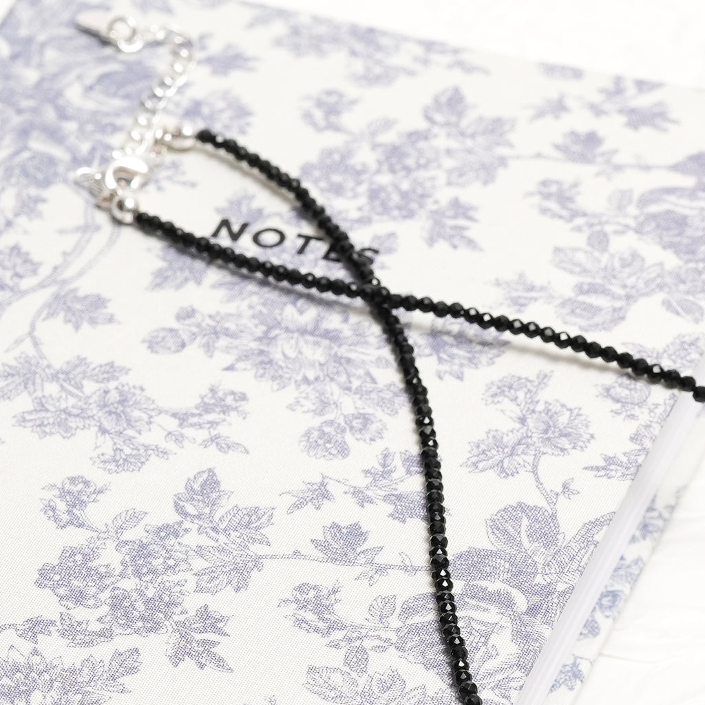 Genuine Black Spinel Gemstone Beaded Necklace, Choker