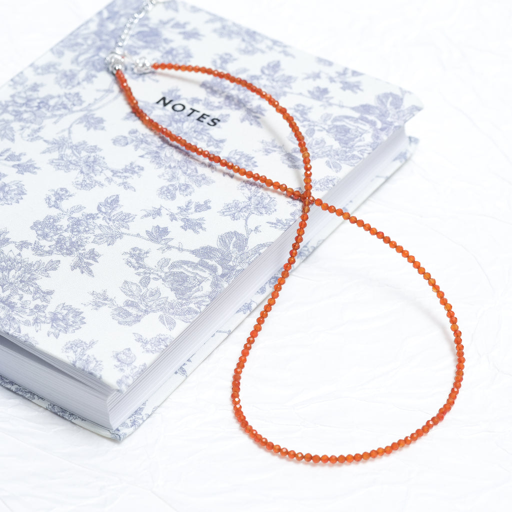 Genuine Carnelian Gemstone Beaded Necklace, Choker