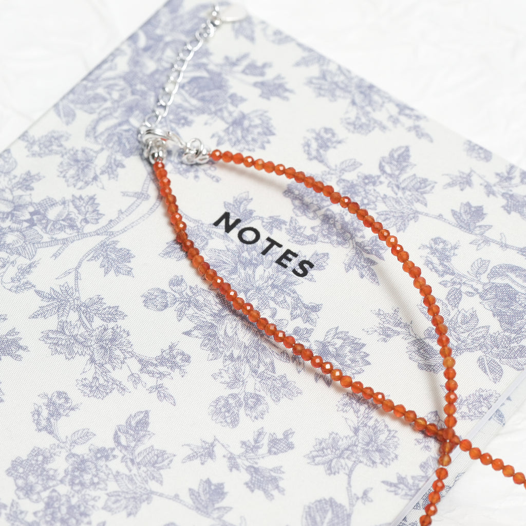 Genuine Carnelian Gemstone Beaded Necklace, Choker