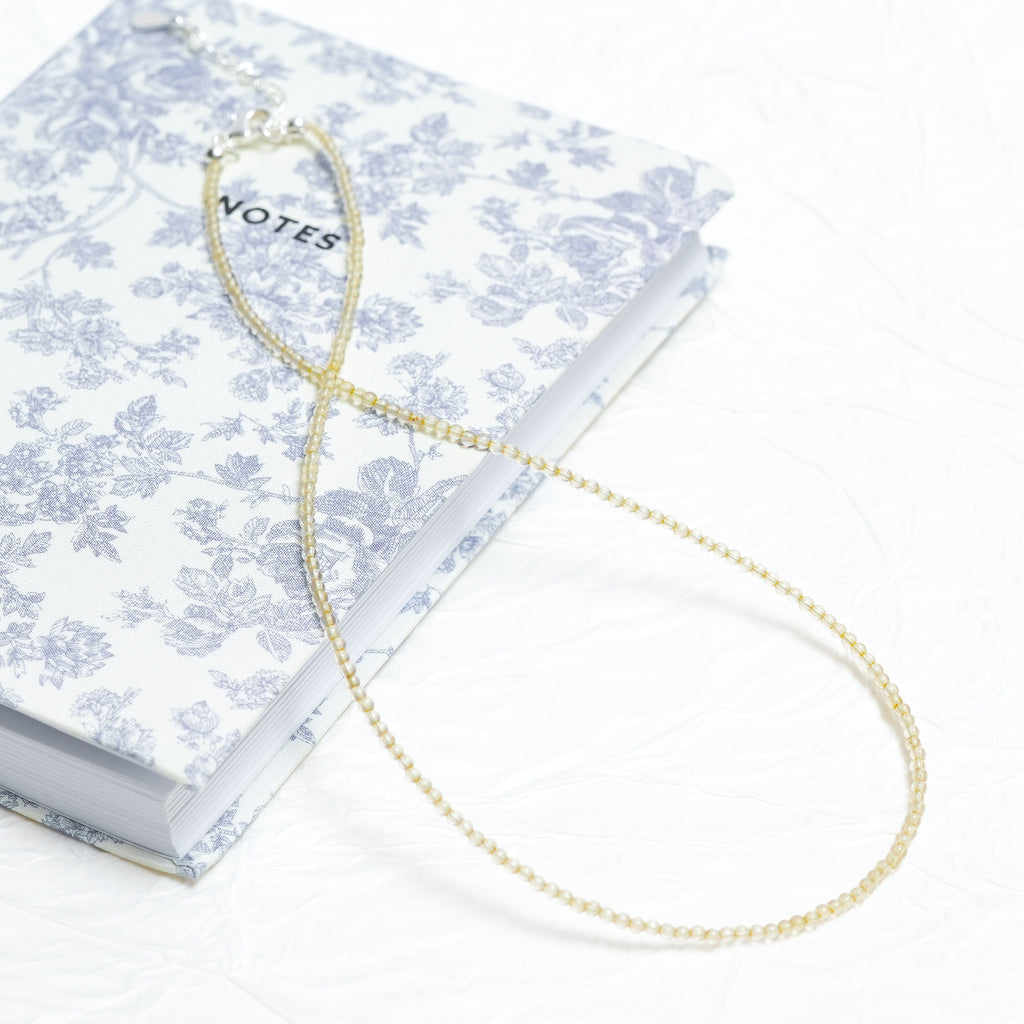 Genuine Citrine Gemstone Beaded Necklace, Choker