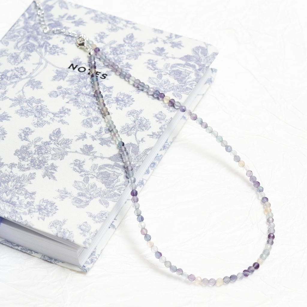 Genuine Fluorite Gemstone Beaded Necklace, Choker