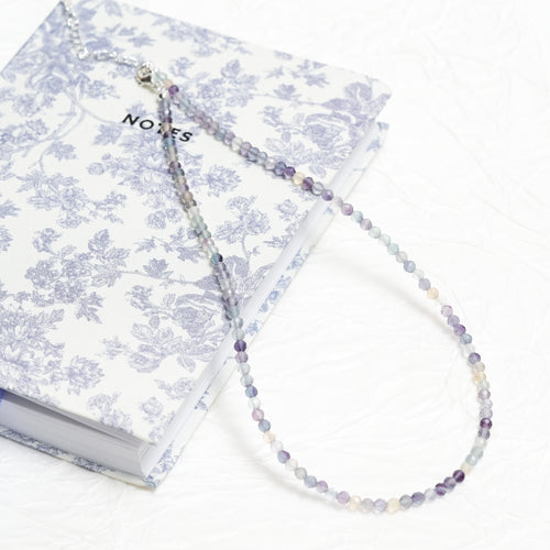 Genuine Fluorite Gemstone Beaded Necklace, Choker