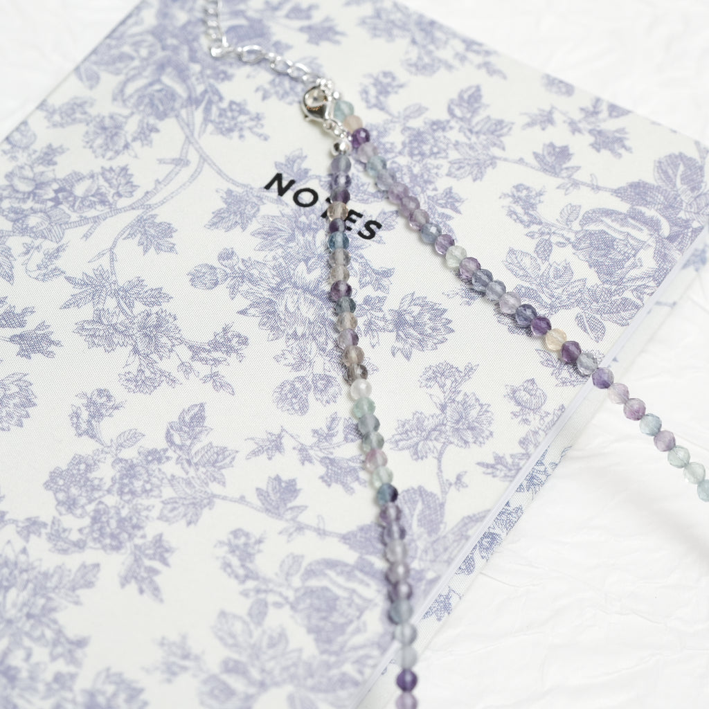 Genuine Fluorite Gemstone Beaded Necklace, Choker