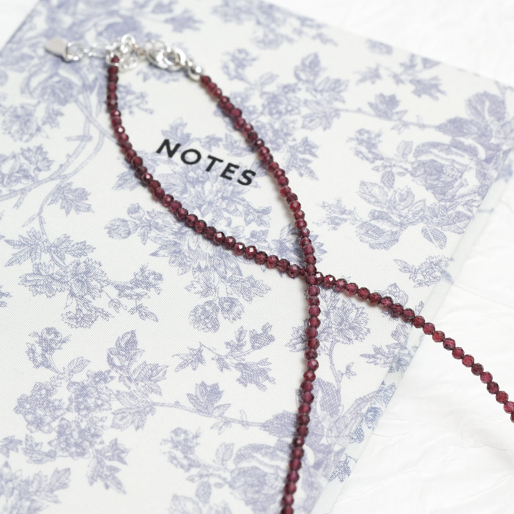 Genuine Garnet Gemstone Beaded Necklace, Choker