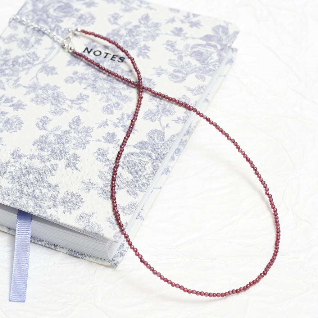 Genuine Garnet Gemstone Beaded Necklace, Choker