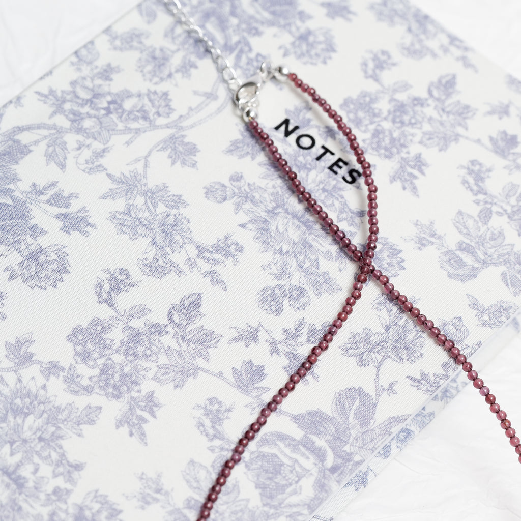 Genuine Garnet Gemstone Beaded Necklace, Choker