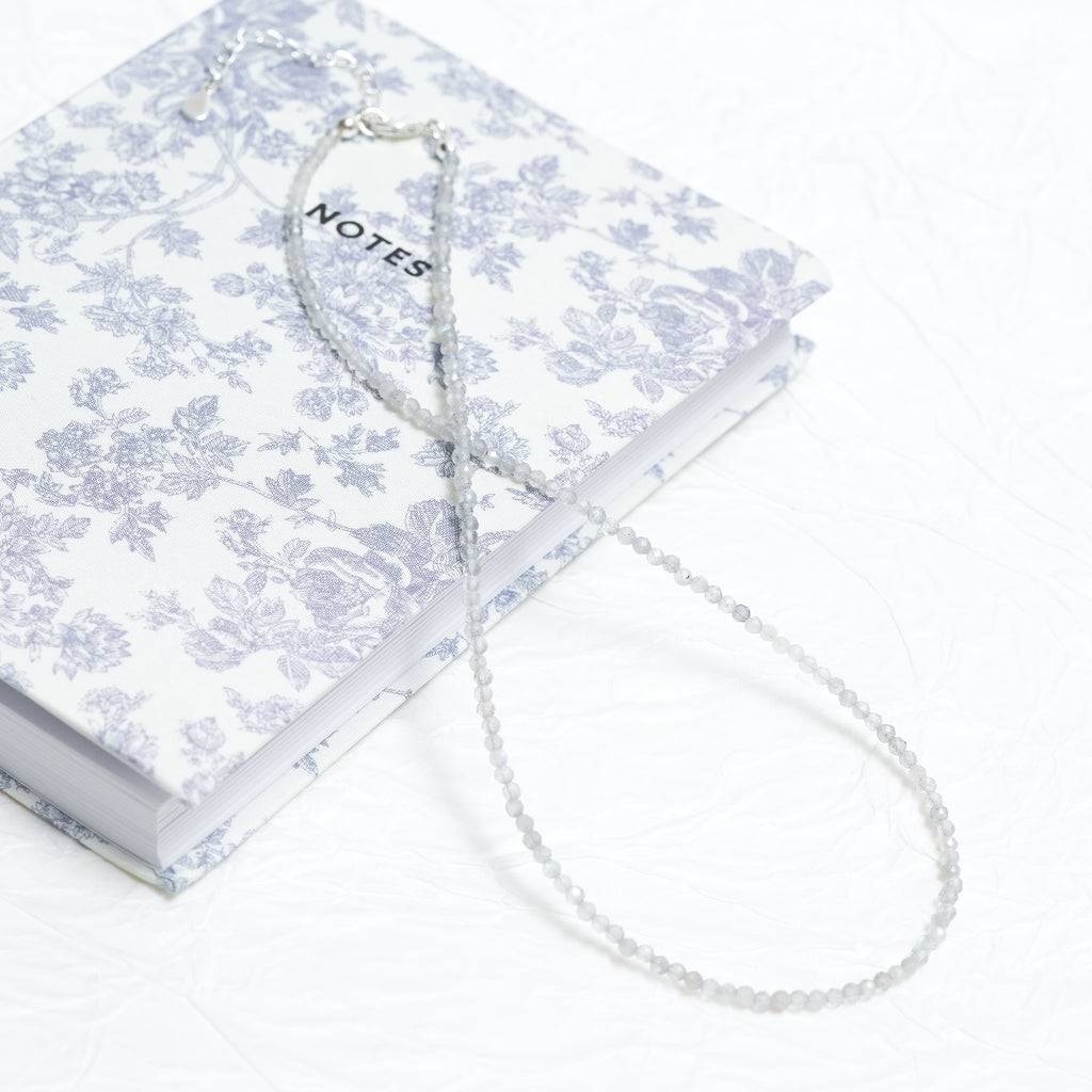 Genuine Grey Moonstone Gemstone Beaded Necklace, Choker