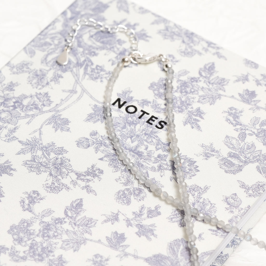 Genuine Grey Moonstone Gemstone Beaded Necklace, Choker