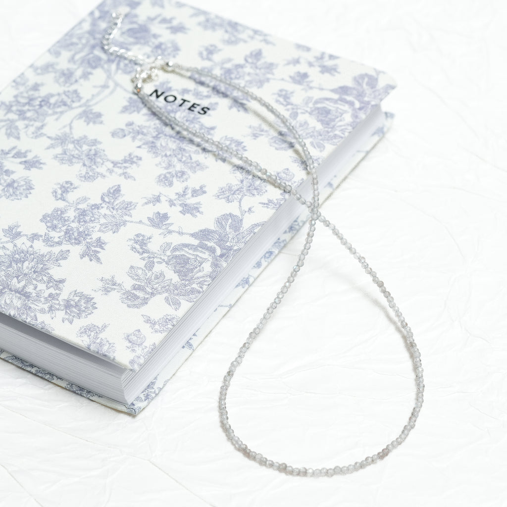 Genuine Grey Moonstone Gemstone Beaded Necklace, Choker