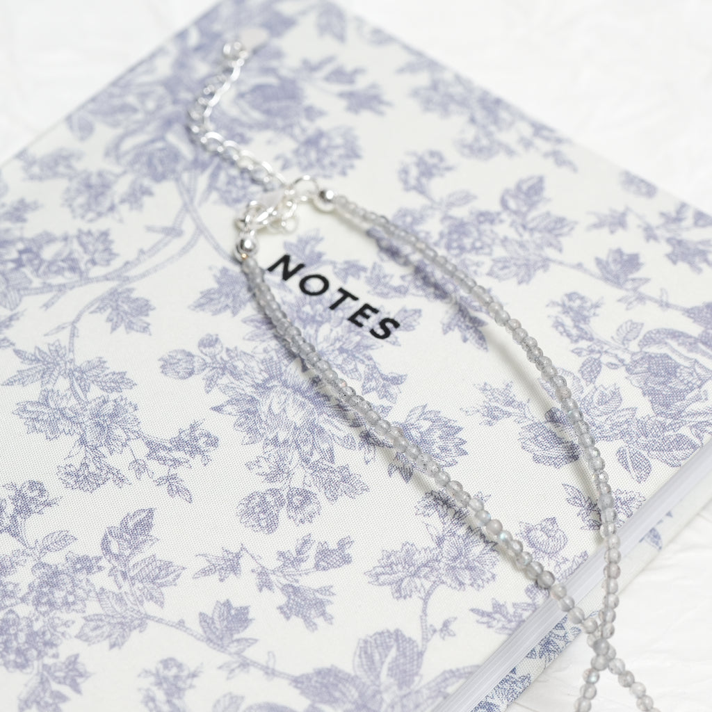 Genuine Grey Moonstone Gemstone Beaded Necklace, Choker