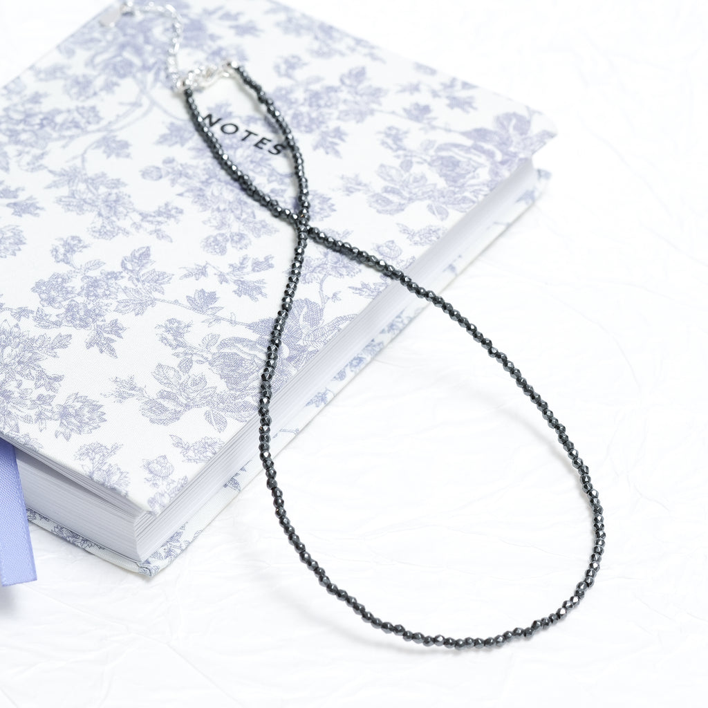 Genuine Hematite Gemstone Beaded Necklace, Choker