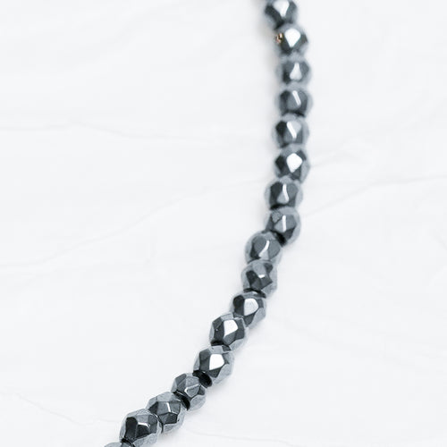 Genuine Hematite Gemstone Beaded Necklace, Choker
