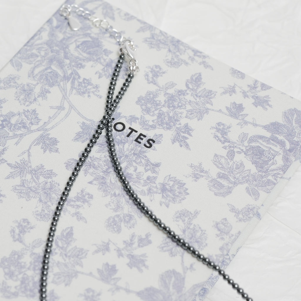 Genuine Hematite Gemstone Beaded Necklace, Choker