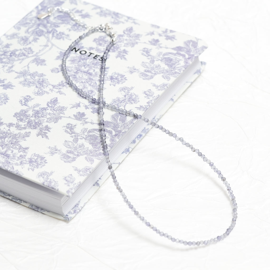 Genuine Iolite Gemstone Beaded Necklace, Choker