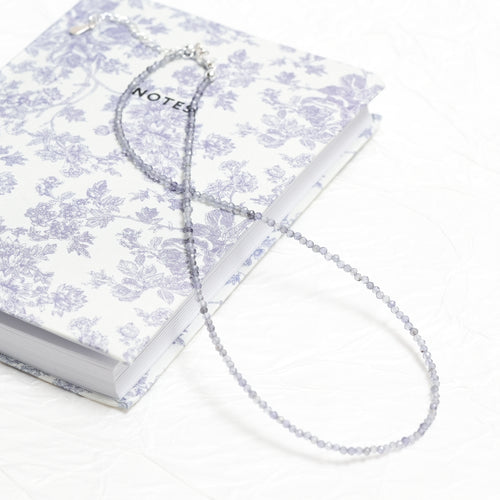 Genuine Iolite Gemstone Beaded Necklace, Choker