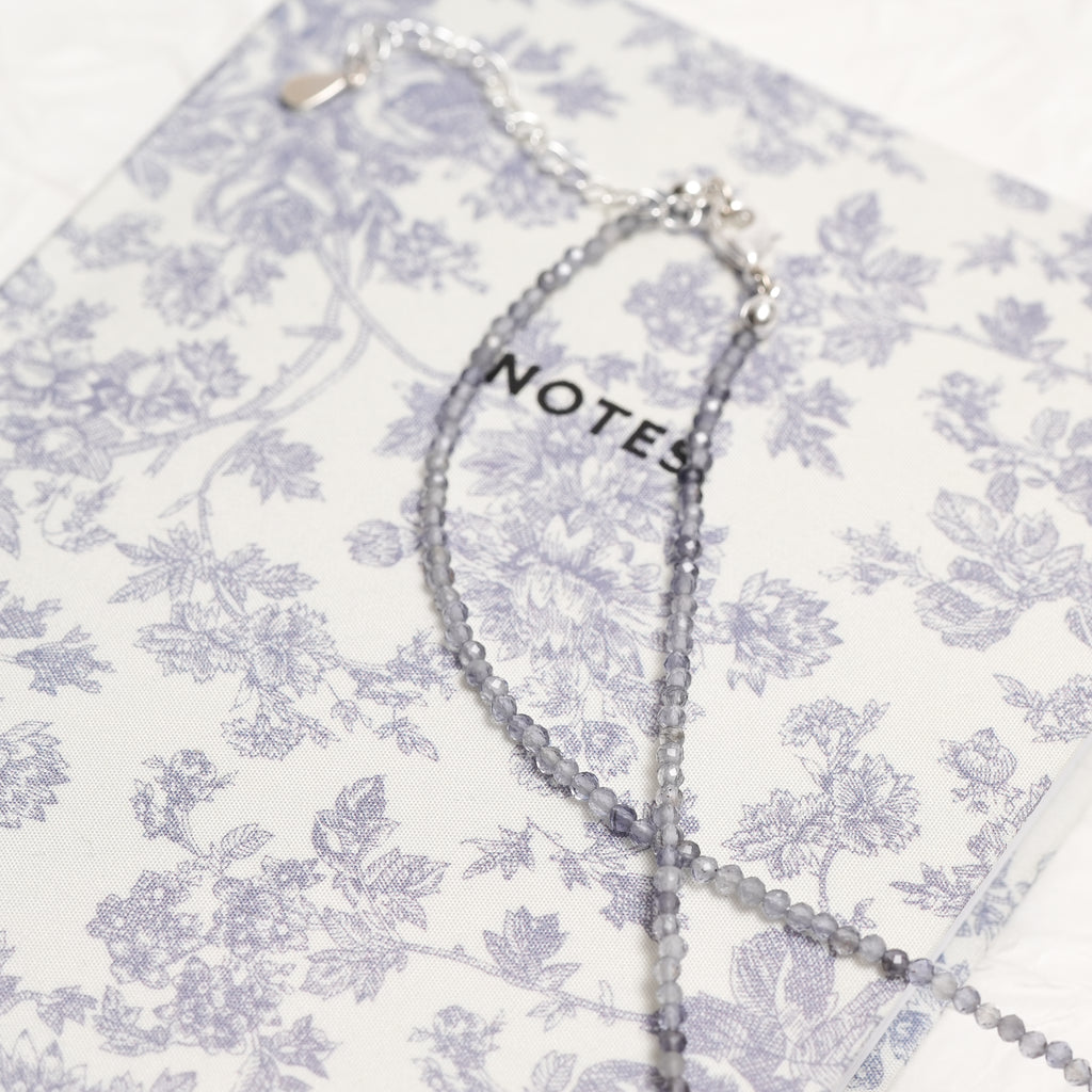 Genuine Iolite Gemstone Beaded Necklace, Choker