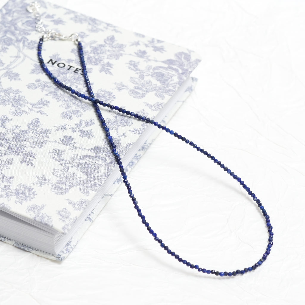 Genuine Lapis Lazuli Gemstone Beaded Necklace, Choker