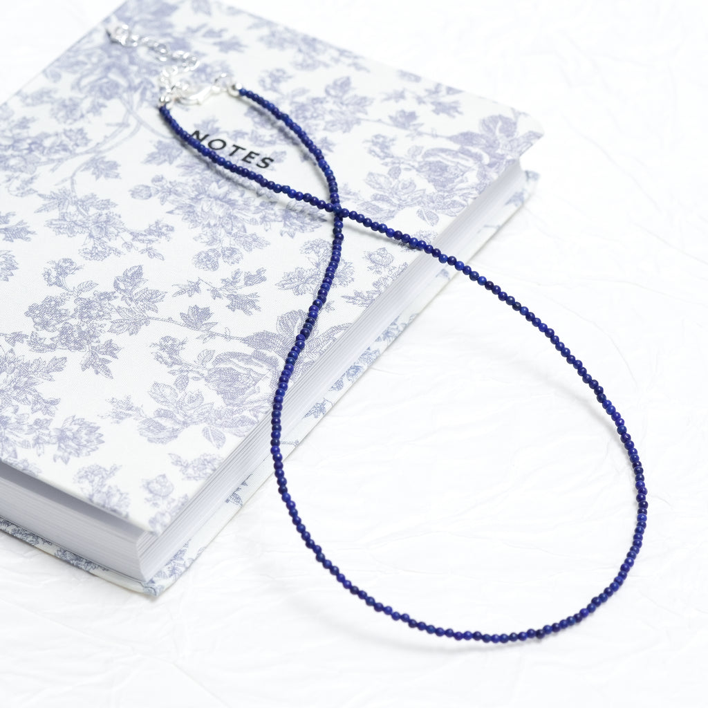 Genuine Lapis Lazuli Gemstone Beaded Necklace, Choker