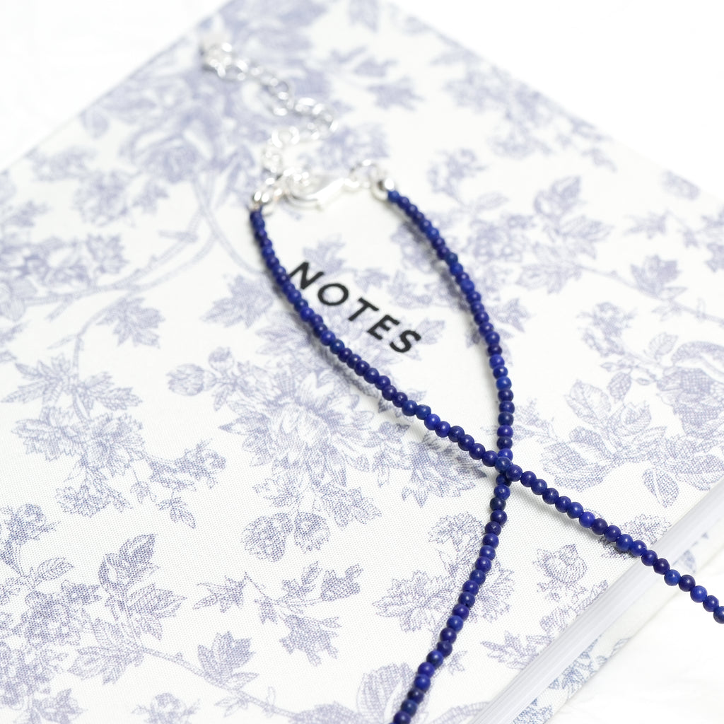 Genuine Lapis Lazuli Gemstone Beaded Necklace, Choker