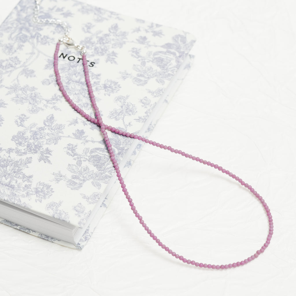 Genuine Lepidolite Gemstone Beaded Necklace, Choker