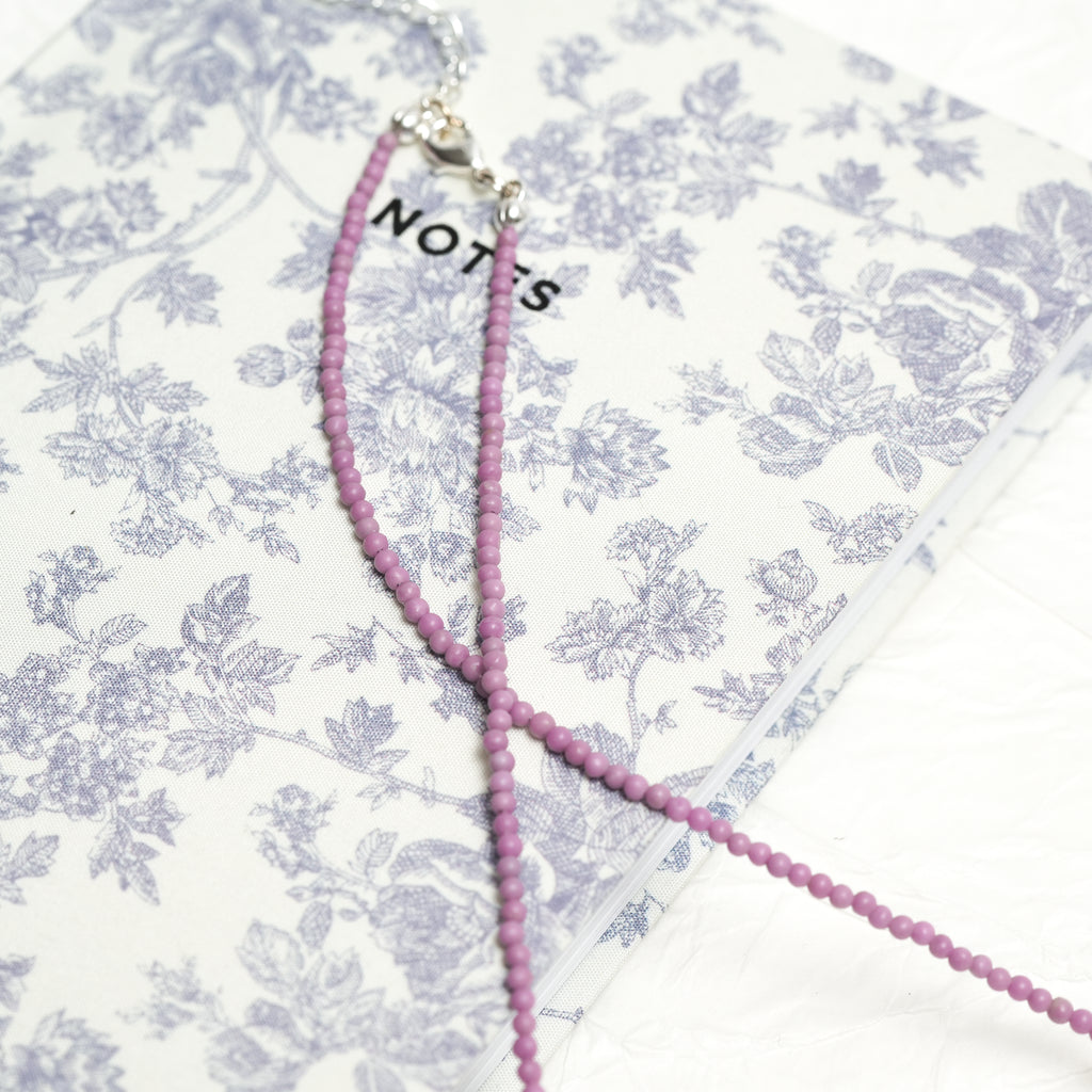 Genuine Lepidolite Gemstone Beaded Necklace, Choker