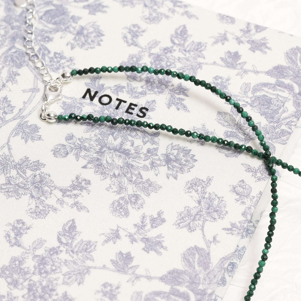 Genuine Malachite Gemstone Beaded Necklace, Choker