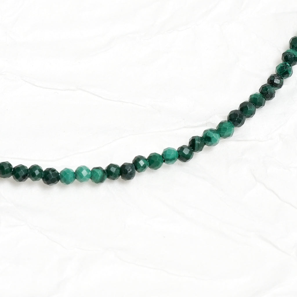 Genuine Malachite Gemstone Beaded Necklace, Choker
