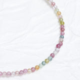 Genuine Rainbow Tourmaline Gemstone Beaded Necklace, Choker