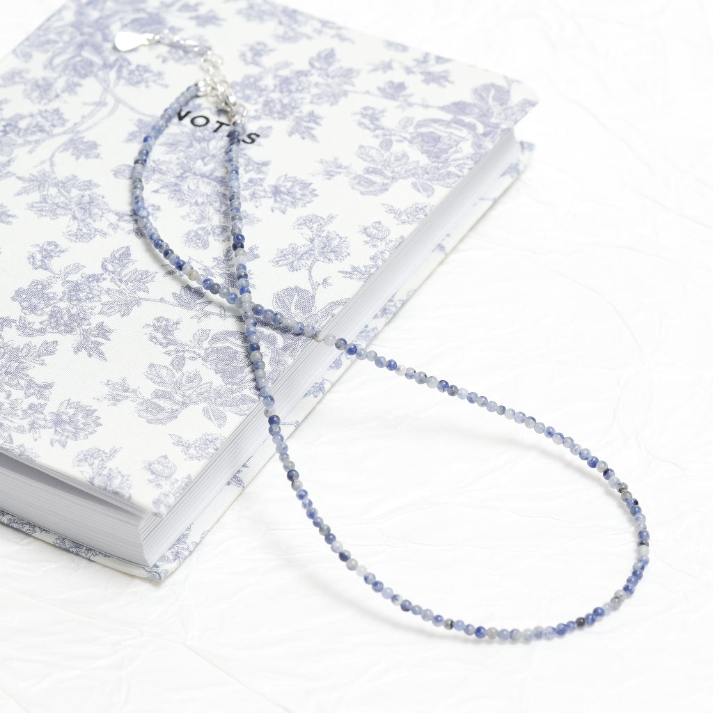 Genuine Sodalite Gemstone Beaded Necklace, Choker